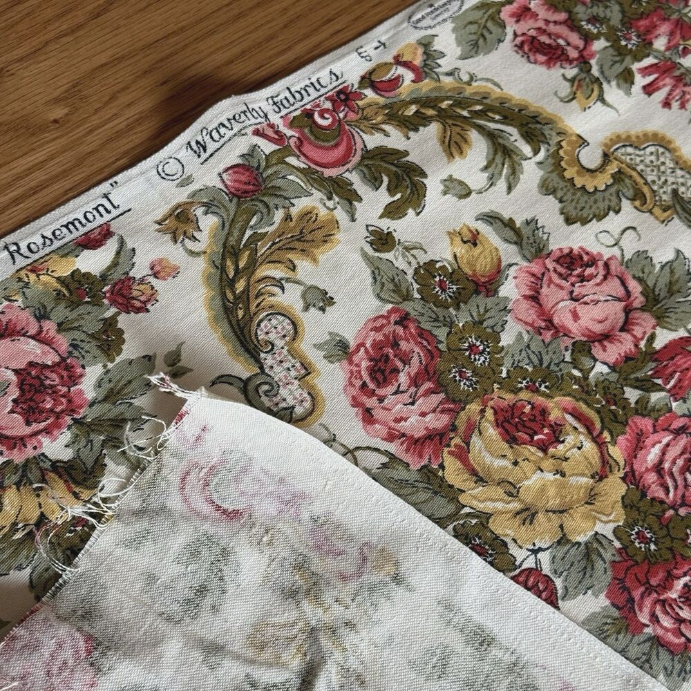Waverly Fabrics ROSEMONT 4.5yd x 59 Cotton English Rose Garden Vtg Home Decor - Picture 6 of 6